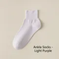Short cotton socks for women, breathable thin summer style in light purple color variant. - One Size / Quarter / Light Purple