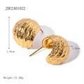 Pendientes de aro en forma de C de acero inoxidable chapado en oro 18k con textura martillada - Dorado