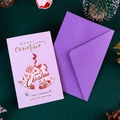 Purple Christmas card with bell cutout, gold foil text, and matching envelope set - Light Purple Christmas Bell - Card & Envelope Set