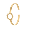 Elegant gold titanium steel open bangle featuring a minimalist sunburst motif design - Y545-1 Gold Sunburst