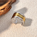 Anello aperto minimalista bicolore in oro e argento in acciaio inossidabile lucido - Stile Bicolore Oro Argento (JZ-YS487-J)