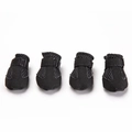 Set of 4 breathable black mesh dog shoes with suede detailing for summer walking - S / Black