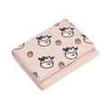 Pink trifold mini wallet with cute cow and strawberry print in durable PU leather - Three-Fold Short Style / Cute Cow - Pink