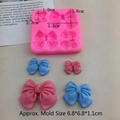 Molde de silicona rosa con 4 lazos para repostería y manualidades, 6,8x6,8x1,1 cm - Lazo de 4 Cavidades / Rosa