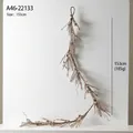 Champagne gold 153cm Christmas festive hanging garland with glitter leaves and beads - Champagne Gold Glitter Rattan Garland