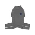 Dark grey pet dog onesie with heart embroidery and white stripes for small breeds - S / Gray