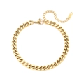 18K gold plated stainless steel Cuban link bracelet for women with lobster clasp closure - Gold Cuban Link Bracelet 8mm