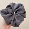 Oversized dark grey satin scrunchie with smooth silk texture for elegant hair styling - Oversized / Dark Grey (Satin)
