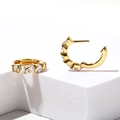 Elegant 18K gold-plated hoop earrings with sparkling cubic zirconia in a minimalist style - E649-Classic Pavé / Gold