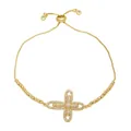 Elegante bracciale a croce in oro con pietre CZ luccicanti e chiusura a scorrimento regolabile - Stile A