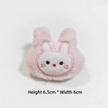Detail view of plush pink rabbit brooch with embroidery, size 6.5cm x 6cm for accessories - Pink Rabbit