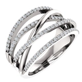 Minimalist Thai silver knot ring with multi-layer interlocking bands and pave-set diamonds - US 7 / White