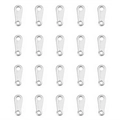 Set of 20 silver stainless steel long strip connectors with dual-hole design for jewelry - Steel Color Polished 4x10mm