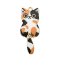 DIY cartoon calico cat pendant with moving tail for jewelry making and keychains - Calico Cat With Tail