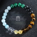 Natural tiger eye and malachite beaded money bracelet for success and wealth - Money Success Style 1