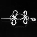 Close-up of silver Viking knot hair pin with metallic shine on a black background - C1214(Silver Infinity Knot)