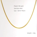 1.8mm gold plated 304 stainless steel snake chain necklace with 45cm length - 1.8mm*45cm Dense Snake Bone Chain (ZN733)
