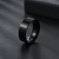 Minimalist 8mm black titanium steel ring with high-polished flat surface and inner arc - US 6 / Black