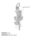 Silver 3D rose flower pendant in stainless steel measuring 25.6mm and 1.4g weight - PJ1973S Rose-Silver