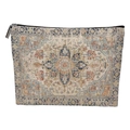 Boho-Kosmetiktasche mit Vintage-Perserteppich-Muster und praktischem Reißverschluss - 17*25cm (Feines Leinen) / Stil 3