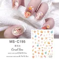 Detailed Coral Sea nail stickers featuring jellyfish, starfish, and clownfish patterns - MS-C195 Coral Sea