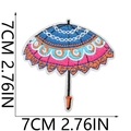 Detailed view of umbrella embroidery patch with colorful floral patterns and 7cm dimensions - Colorful Decorative Umbrella Style (No. 8)