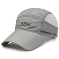 Grey and white mesh baseball cap with SDR logo and quick-dry breathable fabric - Light Gray