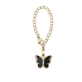Joli pendentif papillon noir émaillé chaîne dorée breloque tasse strass porte-clés - BL004 Noir