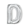 Silver metallic foil balloon in the shape of capital letter D for birthday party decor - 16-inch Silver Slim Letter Aluminum Foil Balloon (d)