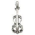Ciondolo a forma di violino argento antico per creazione gioielli fai da te e collane - 1 Pezzo Chitarra 11x32mm