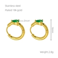 18k gold plated stainless steel hoop earrings with pear-cut green zircon drops - Green Zirconia