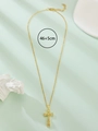 Vergulde kruis ketting met sprankelende strassteentjes aan een elegante 46+5cm ketting - Goud (K-1573)