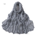 Close-up detail of grey crinkled fabric texture on lightweight breathable cotton scarf - 16# Grey