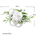 Handgelenk-Korsage mit weißer Seidenrose und Kunstperlen für Braut und Hochzeit - Weiße Rose Handgelenk-Corsage