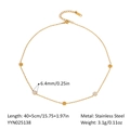 Elegant 18K gold-plated stainless steel necklace with stars and round rhinestone charms - Star & Disc Necklace (YYN025138)