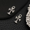 Silver hollow star and cross metal charms for jewelry making on black leather - Antique Silver Zinc Alloy Cross (18728) / 1 Piece (12x19mm) / Antique Silver