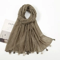 Brown floral cotton linen scarf with two-tone tassels and vintage bohemian pattern - Xb574-02 / 180*90CM