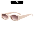 Y2K kleine ovale cat-eye zonnebril in beige met bruine gradiënt glazen trendy - C6 / Rijstwitte Frame / Theekleurige Lenzen