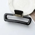 Glossy black leopard hollow square hair claw with golden min min lettering detail - Glossy Black Letter Gold Label