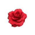 Single red fabric artificial rose hair clip and corsage flower for bridal party - 8cm #5 Red
