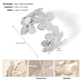 Silver adjustable stainless steel cuff bracelet with vintage flower leaf pattern - 5-Petal Flower Style (BS-J5551S) / Silver
