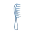 Light blue wide tooth hair comb with round handle for detangling curly or wet hair - Blue