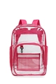 Transparent pink PVC backpack with large capacity and adjustable straps for school - Large / Rose Red