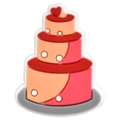 Three-layer wedding cake shoe charm in red and orange with heart detail for clog decoration - 18