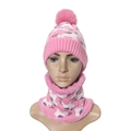 Ensemble bonnet et écharpe rose pour enfants avec motifs licorne et doublure - Rose
