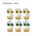 Set mit 24 Cartoon-Traktor-Kuchendekorationen für Jungen-Geburtstagsfeiern - Cupcake-Aufsätze 24 Stk-Traktor