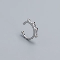 Minimalist S925 sterling silver ear cuff with rectangular zircon stones in silver finish - Rectangle Stone / White Gold
