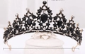 Corona da sposa barocca con cristalli neri sfaccettati su una base di metallo nero - Tipo F-Barocco Cristallo Nero