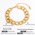 Waterdichte gouden roestvrijstalen chunky schakelarmband met karabijn en verlenging - SL41138-Getextureerde Schakelstijl