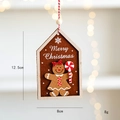 Weihnachtsanhänger aus Holz und Filz im Lebkuchenhaus-Design mit rot-weißer Kordel zum Aufhängen - Lebkuchenmann Junge Stil (B-Stil)